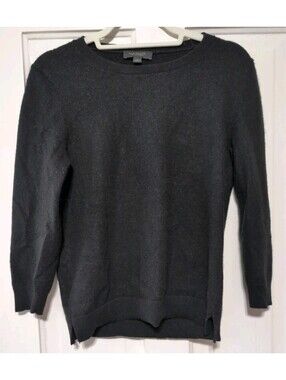 Ann Taylor‎ Cashmere Sweater Womens L Black Crewneck Pullover Soft(1420)B